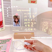 Note Message Board Night Light Writing Glow Memo Acrylic Daily Moment Photo Board Wood Holder Lamp Gift Room Decor Led Lights