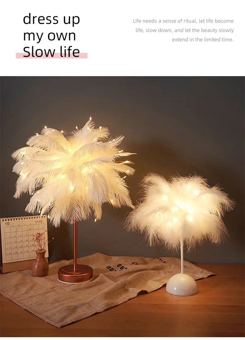 Decorative Tree Feather Lamp